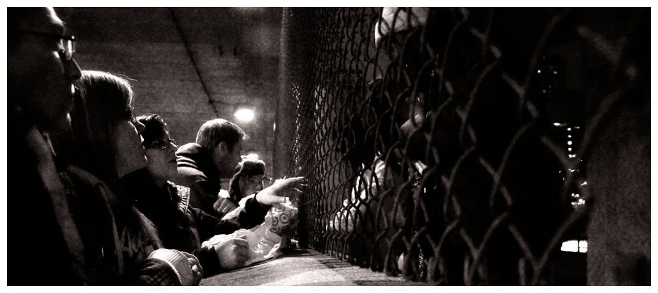 Chicago's Beloved volunteers visit with their friend on Lower Wacker